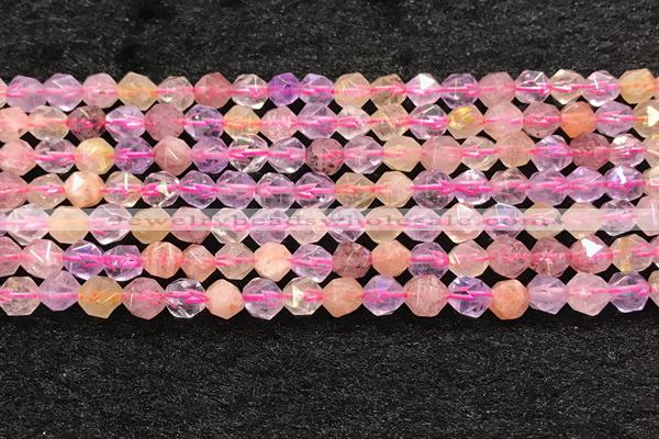 CMQ565 15.5 inches 6mm faceted nuggets mixed quartz beads