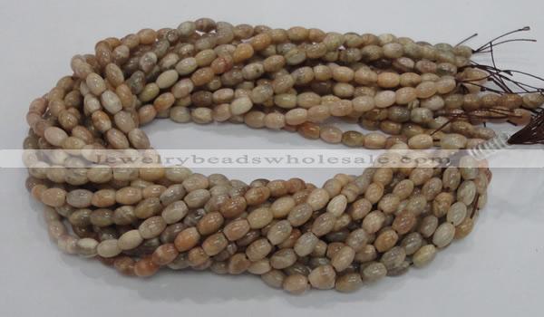 CMS06 15.5 inches 6*10mm rice moonstone gemstone beads wholesale