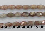 CMS100 15.5 inches 6*9mm faceted rice moonstone gemstone beads