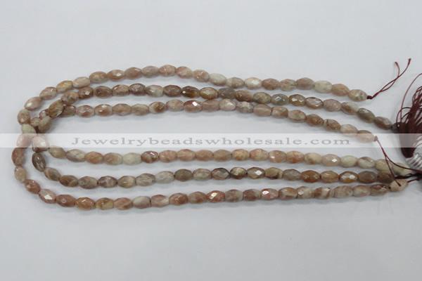 CMS100 15.5 inches 6*9mm faceted rice moonstone gemstone beads