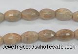 CMS101 15.5 inches 8*12mm faceted rice moonstone gemstone beads