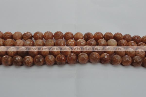 CMS1015 15.5 inches 12mm faceted round AA grade moonstone beads