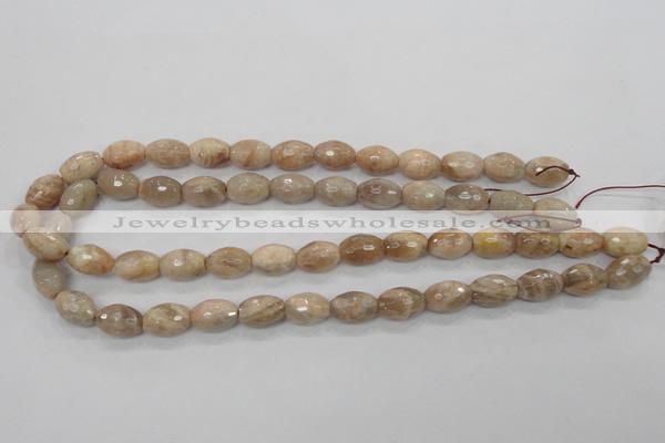 CMS102 15.5 inches 10*14mm faceted rice moonstone gemstone beads