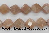 CMS105 15.5 inches 10*10mm faceted diamond moonstone gemstone beads