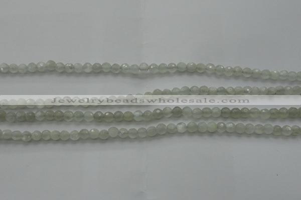 CMS1054 15.5 inches 4mm faceted round grey moonstone beads wholesale