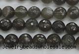 CMS1075 15.5 inches 6mm faceted round grey moonstone beads wholesale