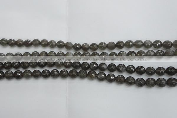 CMS1076 15.5 inches 8mm faceted round grey moonstone beads wholesale