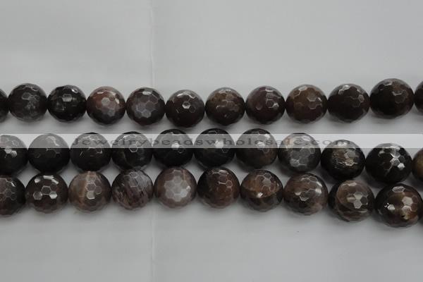 CMS1079 15.5 inches 14mm faceted round grey moonstone beads wholesale