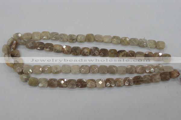 CMS108 15.5 inches 10*10mm faceted square moonstone gemstone beads