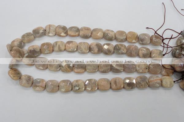 CMS109 15.5 inches 15*15mm faceted square moonstone gemstone beads