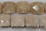 CMS110 15.5 inches 20*20mm faceted square moonstone gemstone beads