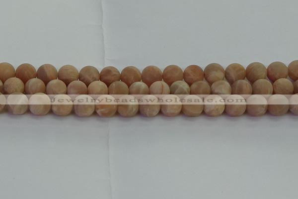 CMS1124 15.5 inches 12mm round matte moonstone gemstone beads