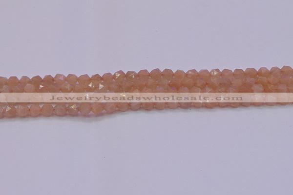 CMS1131 15.5 inches 6mm faceted nuggets peach moonstone beads