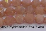 CMS1132 15.5 inches 8mm faceted nuggets peach moonstone beads