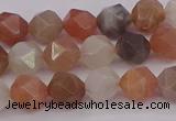 CMS1137 15.5 inches 8mm faceted nuggets rainbow moonstone beads