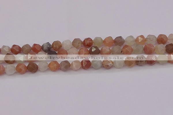 CMS1138 15.5 inches 10mm faceted nuggets rainbow moonstone beads