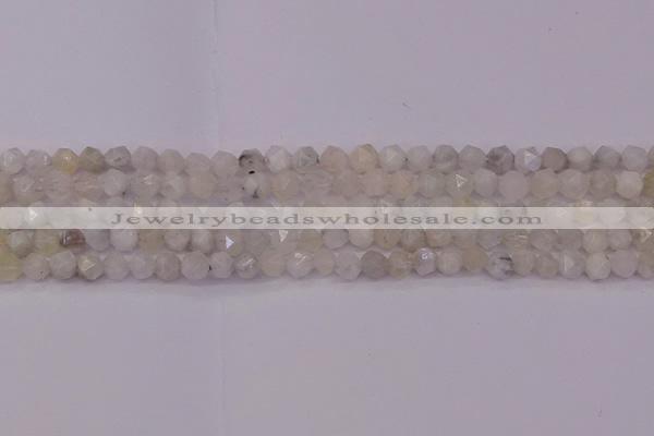 CMS1153 15.5 inches 6mm faceted nuggets white moonstone beads