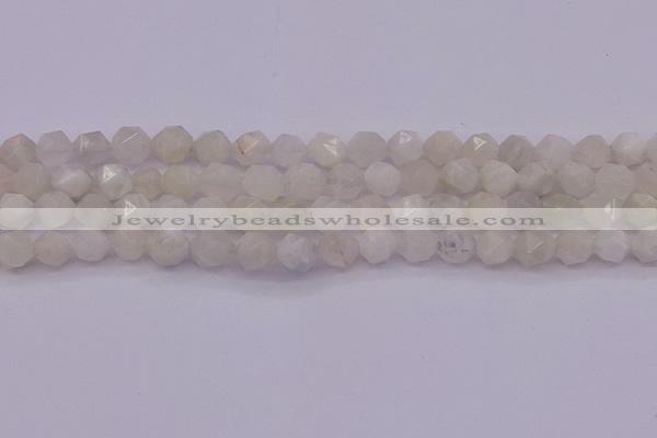 CMS1155 15.5 inches 10mm faceted nuggets white moonstone beads