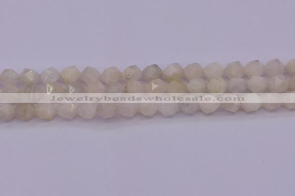 CMS1156 15.5 inches 12mm faceted nuggets white moonstone beads