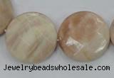 CMS116 15.5 inches 25mm faceted coin moonstone gemstone beads