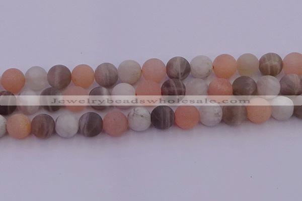 CMS1162 15.5 inches 10mm round matte rainbow moonstone beads