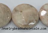 CMS117 15.5 inches 30mm faceted coin moonstone gemstone beads