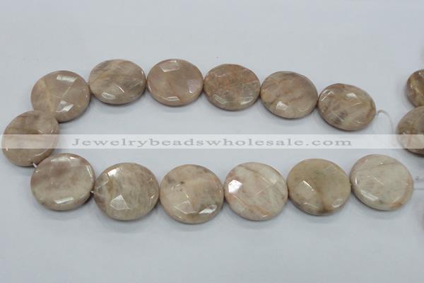 CMS117 15.5 inches 30mm faceted coin moonstone gemstone beads