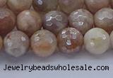 CMS1302 15.5 inches 8mm faceted round AB-color moonstone beads