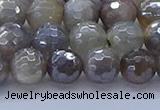 CMS1312 15.5 inches 8mm faceted round AB-color grey moonstone beads