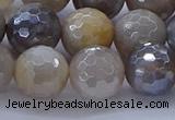 CMS1314 15.5 inches 12mm faceted round AB-color grey moonstone beads