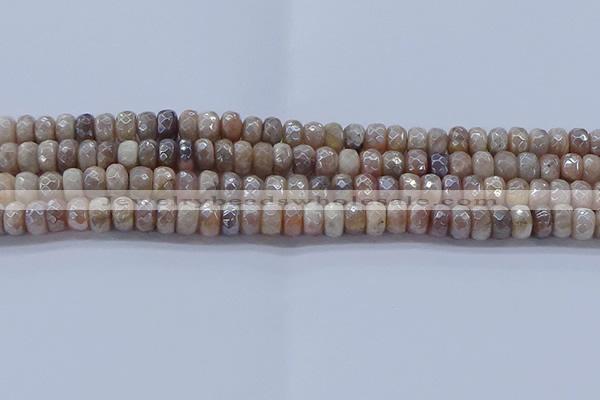 CMS1321 15.5 inches 4*6mm faceted rondelle AB-color moonstone beads