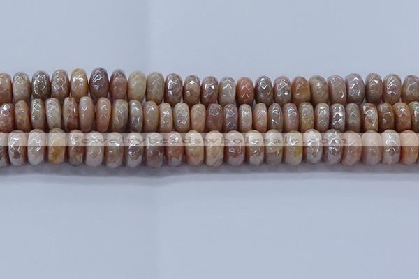 CMS1324 15.5 inches 7*12mm faceted rondelle AB-color moonstone beads