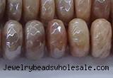 CMS1325 15.5 inches 7*14mm faceted rondelle AB-color moonstone beads