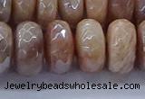 CMS1326 15.5 inches 8*16mm faceted rondelle AB-color moonstone beads