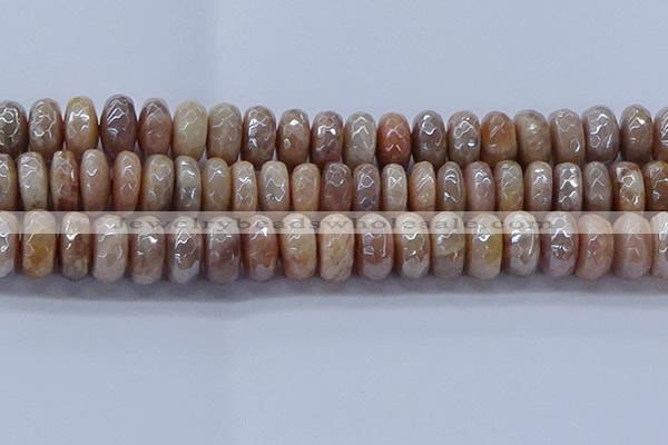 CMS1326 15.5 inches 8*16mm faceted rondelle AB-color moonstone beads