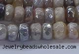 CMS1332 15.5 inches 5*8mm faceted rondelle AB-color grey moonstone beads