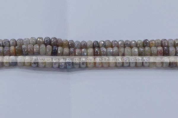 CMS1332 15.5 inches 5*8mm faceted rondelle AB-color grey moonstone beads