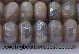 CMS1334 15.5 inches 7*12mm faceted rondelle AB-color grey moonstone beads