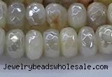 CMS1343 15.5 inches 6*10mm faceted rondelle AB-color white moonstone beads