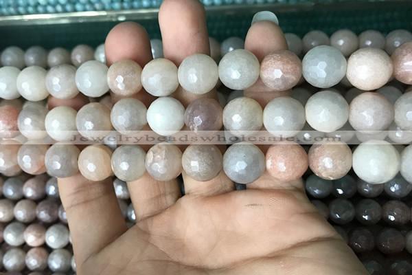 CMS1459 15.5 inches 12mm faceted round AB-color moonstone beads