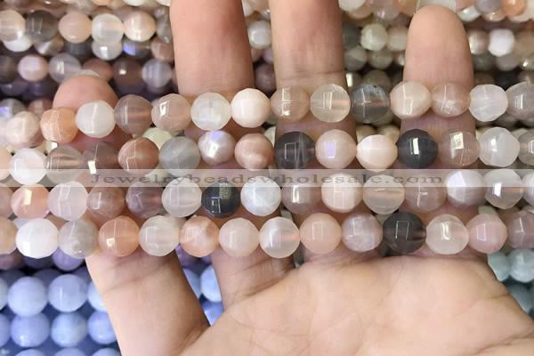 CMS1470 15.5 inches 6mm faceted round moonstone beads wholesale