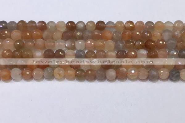 CMS1496 15.5 inches 6mmm faceted round rainbow moonstone beads