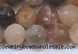 CMS1497 15.5 inches 8mmm faceted round rainbow moonstone beads