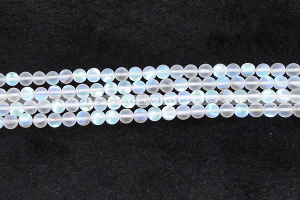 CMS1506 15.5 inches 6mm round matte synthetic moonstone beads