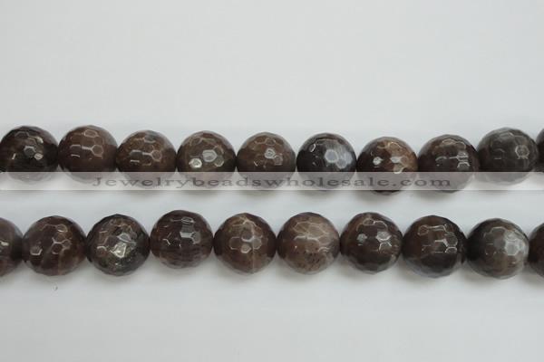 CMS155 15.5 inches 16mm faceted round natural grey moonstone beads