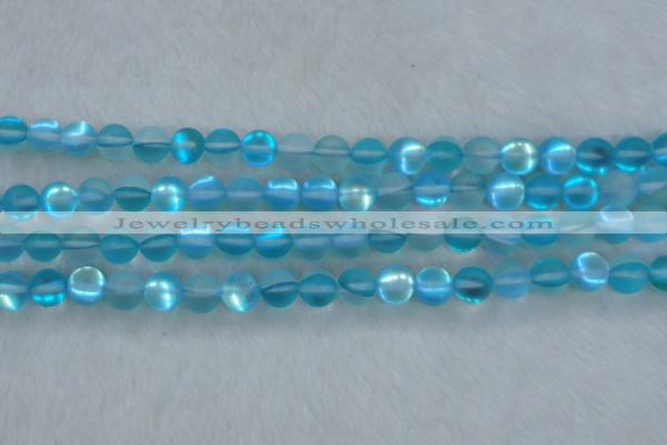 CMS1557 15.5 inches 8mm round matte synthetic moonstone beads