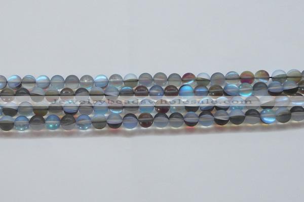 CMS1567 15.5 inches 8mm round matte synthetic moonstone beads