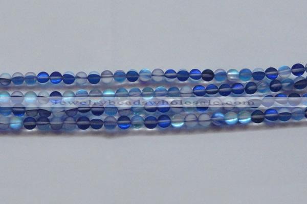 CMS1586 15.5 inches 6mm round matte synthetic moonstone beads