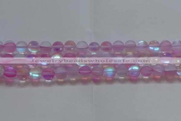 CMS1598 15.5 inches 10mm round matte synthetic moonstone beads