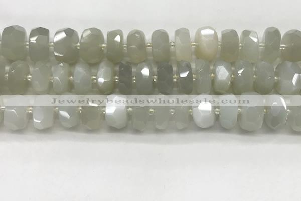 CMS1657 15.5 inches 6*12mm - 8*13mm faceted tyre moonstone beads